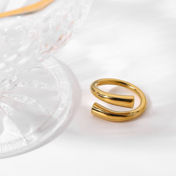 Minimalist Statement Open Design Finger Rings For Women Gold Plated Stainless Steel Chunky Ring Jewelry