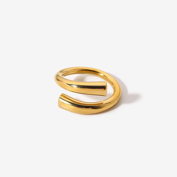 Minimalist Statement Open Design Finger Rings For Women Gold Plated Stainless Steel Chunky Ring Jewelry