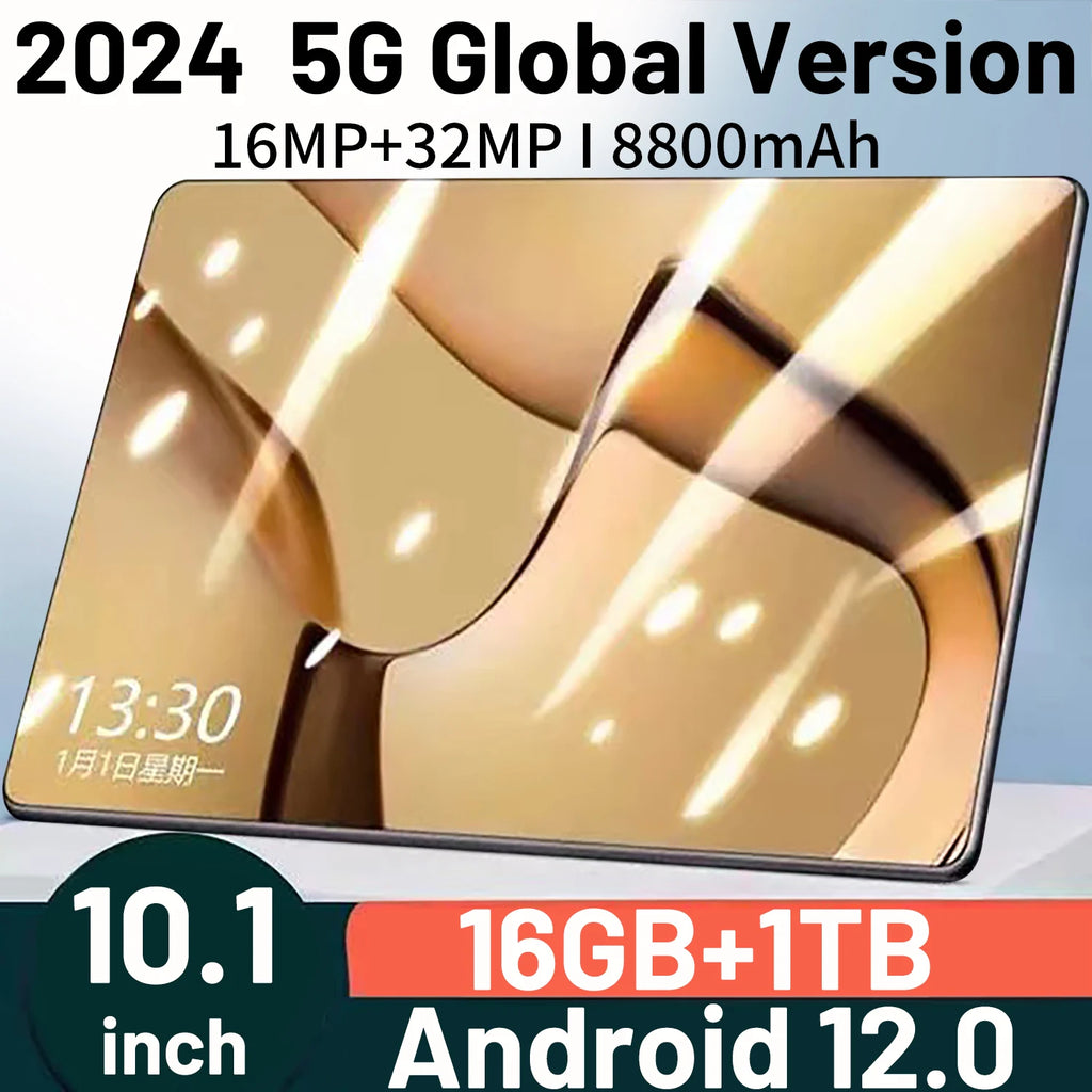 Nouvelle tablette 5G Android 2024, 16 Go de RAM, 1 To, Dean, 16MP, 32MP, 12.0 mAh, 10 cœurs, WiFi, réseau Bluetooth, 8800