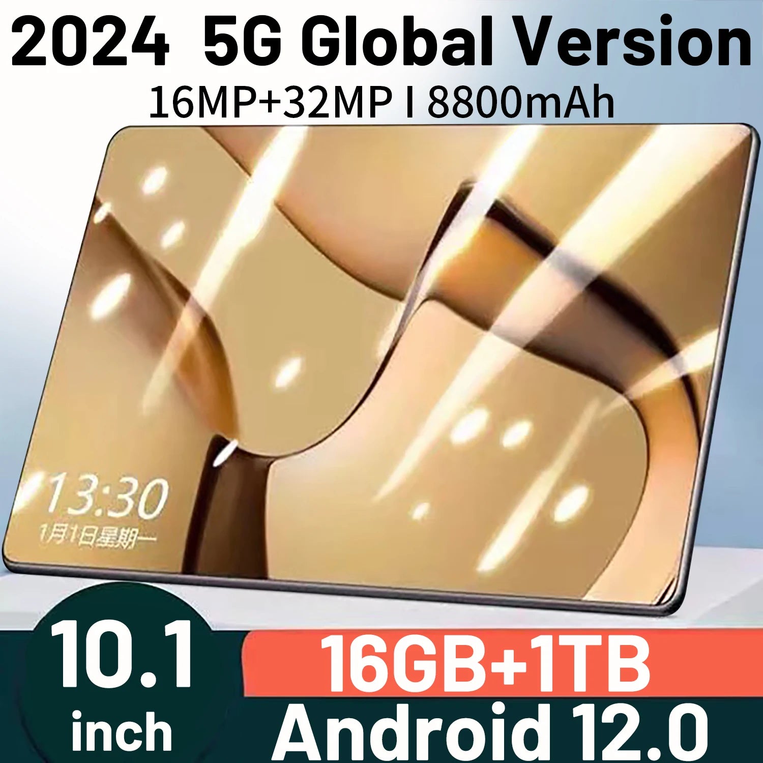 Nouvelle tablette 5G Android 2024, 16 Go de RAM, 1 To, Dean, 16MP, 32MP, 12.0 mAh, 10 cœurs, WiFi, réseau Bluetooth, 8800