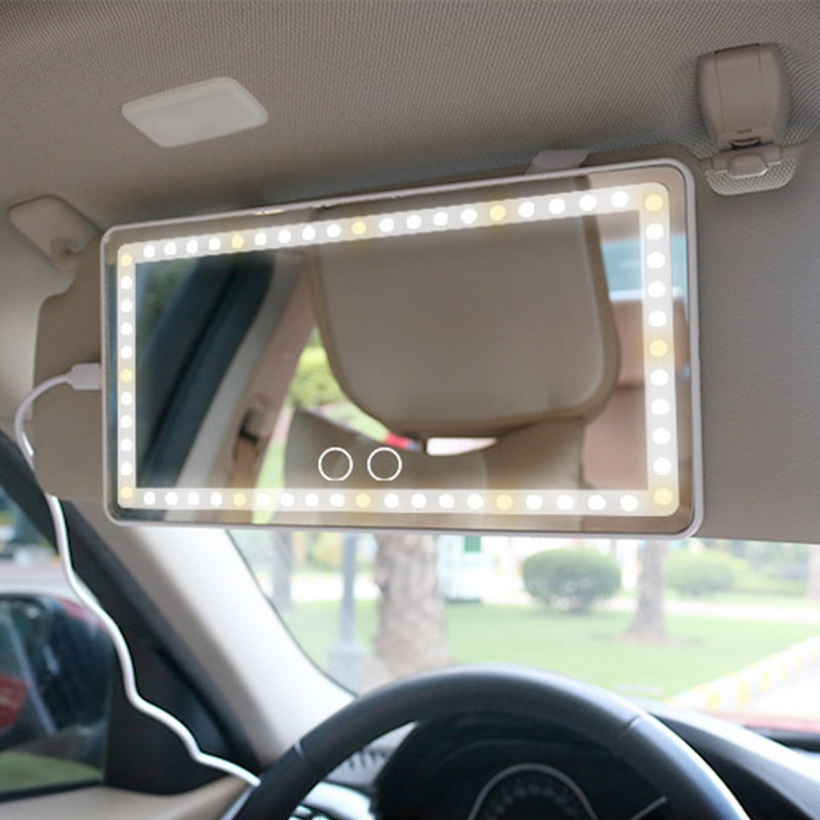 Universal Car Interior Mirror Led Touch Screen Switch Makeup Mirror Rechargeable Sun Visor High Clear Hd Vanity Mirror 260x135mm - Interior Mirrors &amp; Baby Mirrors