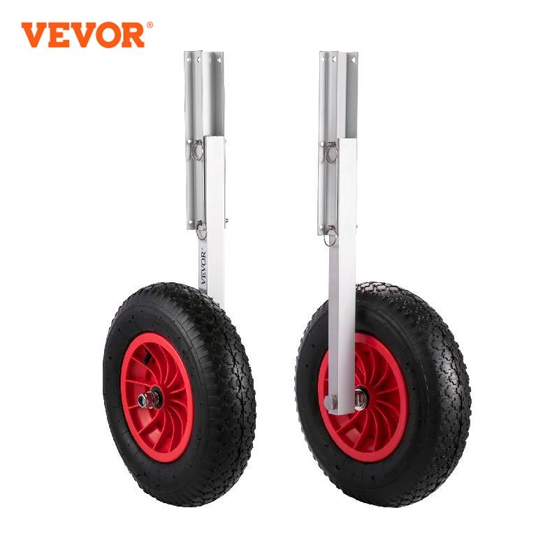 Vevor 2pcs Inflatable Boat Launching Wheel 136 Kg Weight Load Capacity Aluminum Frame 38cm Diameter Rubber Tire Ship Moving Tool - Marine Hardware