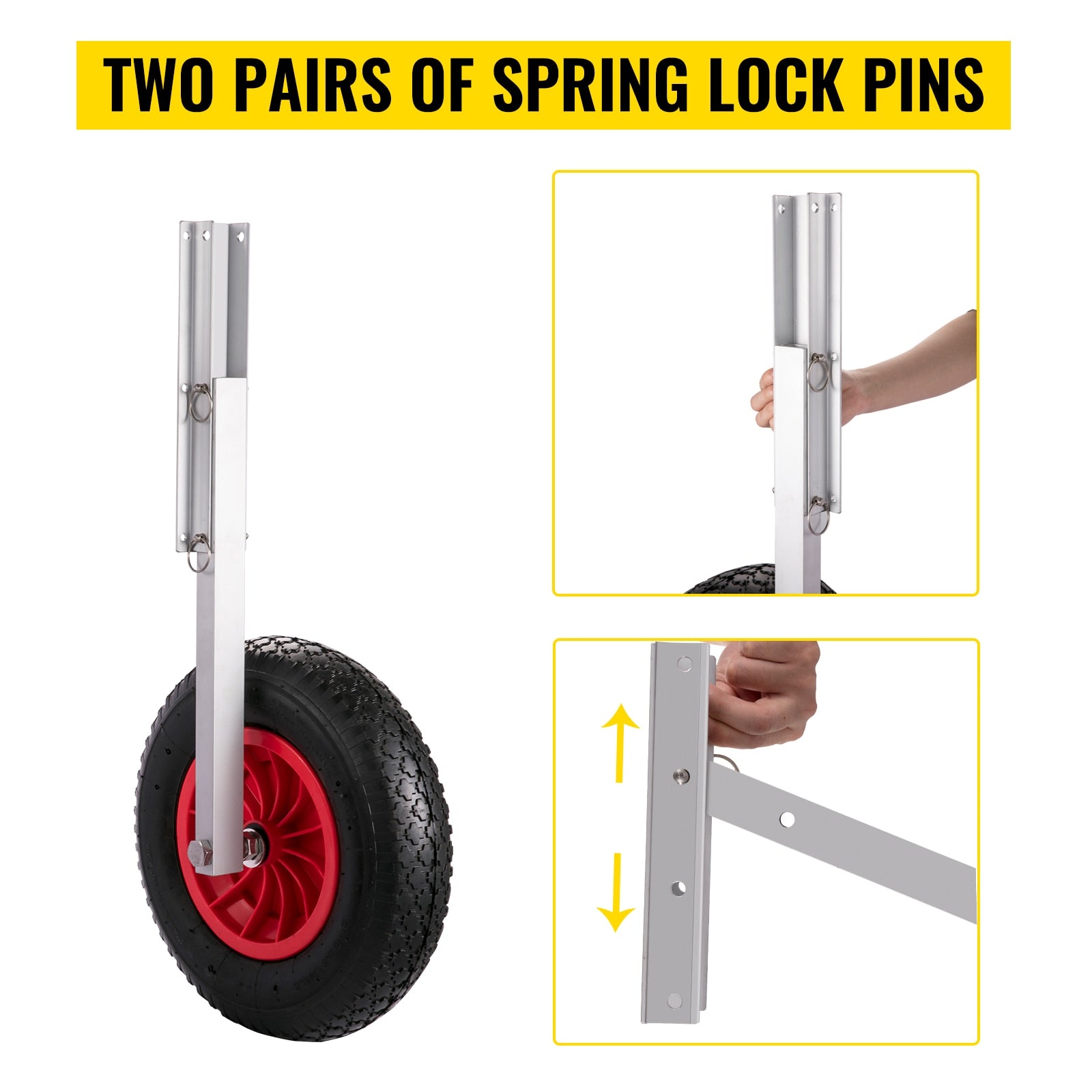 Vevor 2pcs Inflatable Boat Launching Wheel 136 Kg Weight Load Capacity Aluminum Frame 38cm Diameter Rubber Tire Ship Moving Tool - Marine Hardware