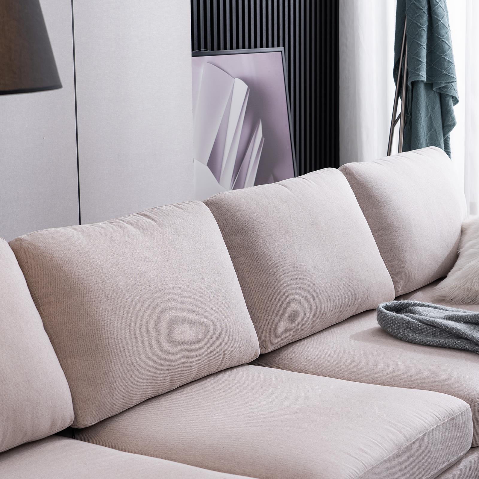 FCH 4 Seat Sectional Sofa U Shape Couch Set with 2 Chaise Modern Metal Leg