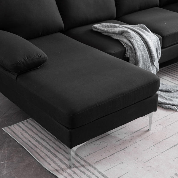 FCH 4 Seat Sectional Sofa U Shape Couch Set with 2 Chaise Modern Metal Leg