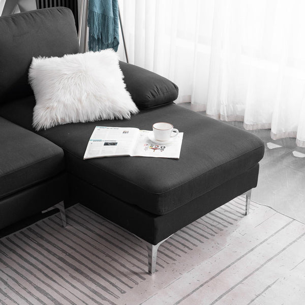 FCH 4 Seat Sectional Sofa U Shape Couch Set with 2 Chaise Modern Metal Leg