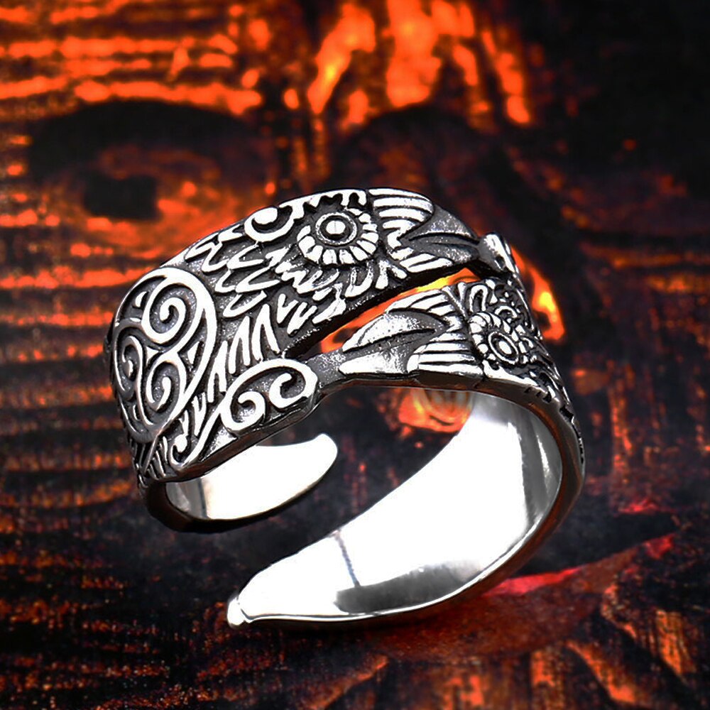Vintage Odin Ravens Ring Mannen Opening Verstelbare Nordic Rvs Celtics Knoop Viking Ring Biker Amulet Crow Sieraden Gift