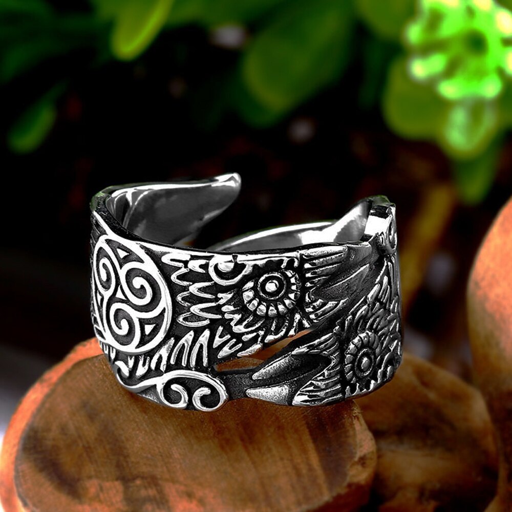 Vintage Odin Ravens Ring Mannen Opening Verstelbare Nordic Rvs Celtics Knoop Viking Ring Biker Amulet Crow Sieraden Gift