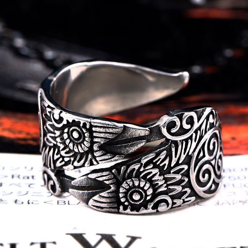 Vintage Odin Ravens Ring Mannen Opening Verstelbare Nordic Rvs Celtics Knoop Viking Ring Biker Amulet Crow Sieraden Gift