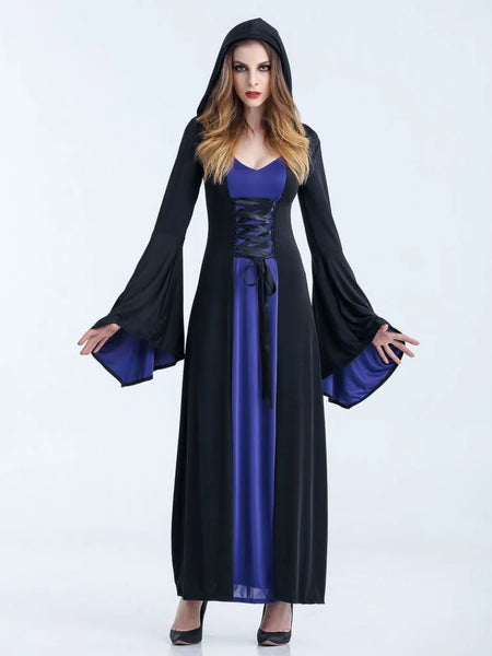 Woman's Dress Halloween Hooded Dress Game Clothing Autumn Winter Witch Costume Role Playing Costumes Long Sleeved Stage Attire