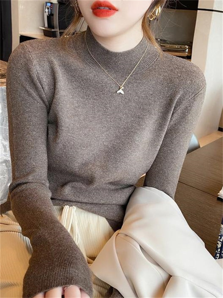 Women Sweater Fall 2022 Women Clothing Pullover Female Knitting Sweaters Skinny Tops Loose Elegant Knitted Outerwear Thick Slim|T-Shirts|
