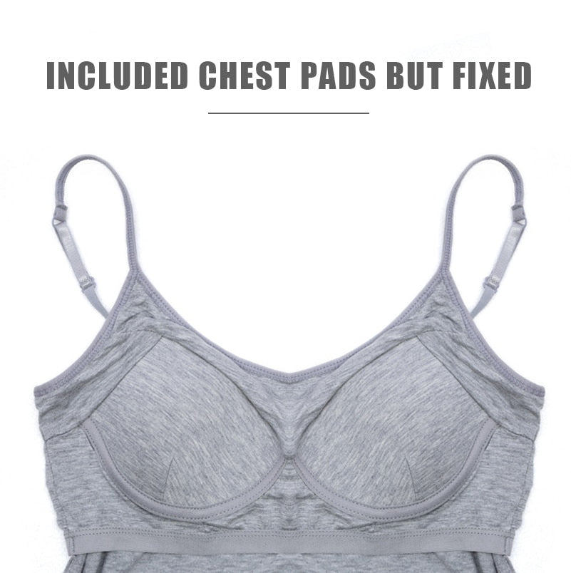 Women Vest Underwear Summer Soft Tank Top Built In Bra Spaghetti Strap Casual Solid Breathable Padded Female Comfort Camisoles