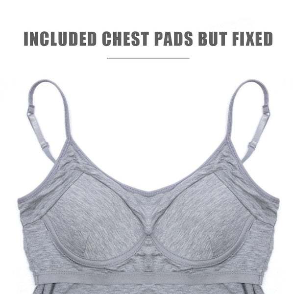Women Vest Underwear Summer Soft Tank Top Built In Bra Spaghetti Strap Casual Solid Breathable Padded Female Comfort Camisoles
