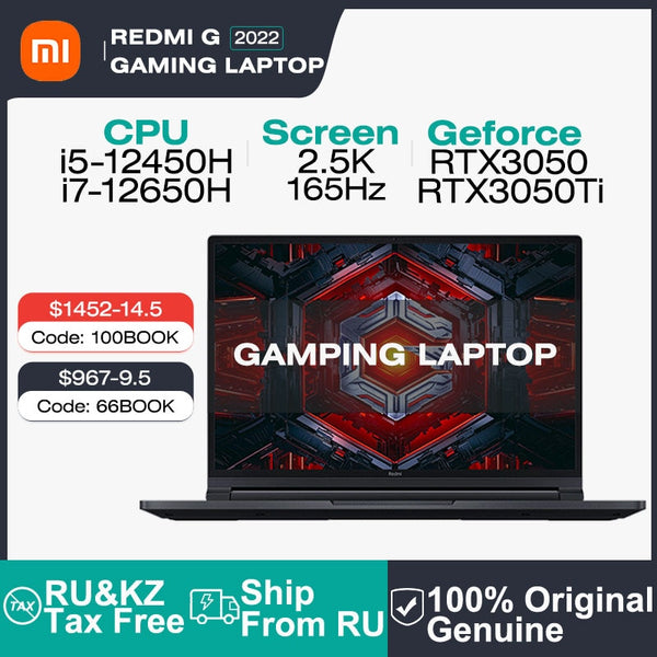 2022 Xiaomi Redmi G Gaming Laptop 16.1 Inch 2.5k 165hz 3ms Lcd Screen I7-12650h 16gb 512gb Rtx3050 Notebook With Nvidia G-sync - Laptops