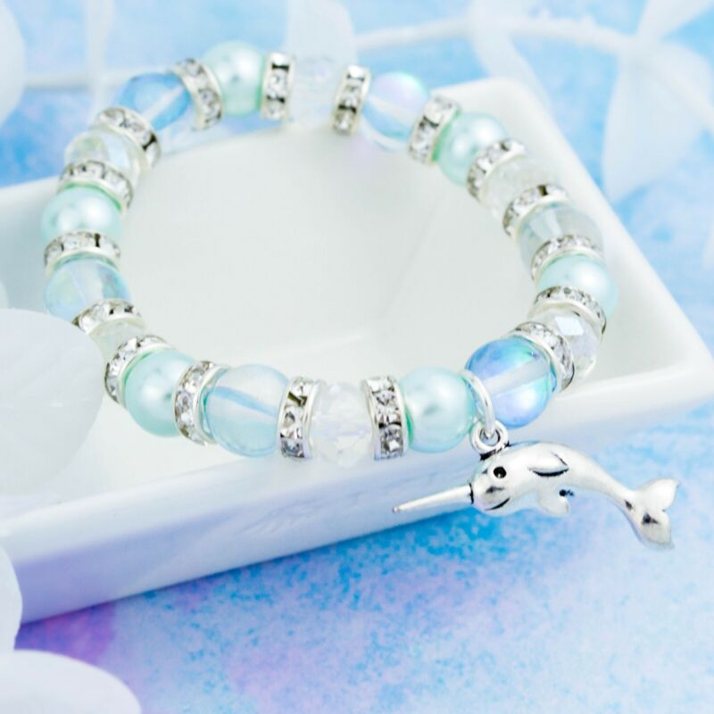 Narwhal Bracelet, Kid's Jewellery, Cute Ocean Charm Bracelet For Kids, Gift Box