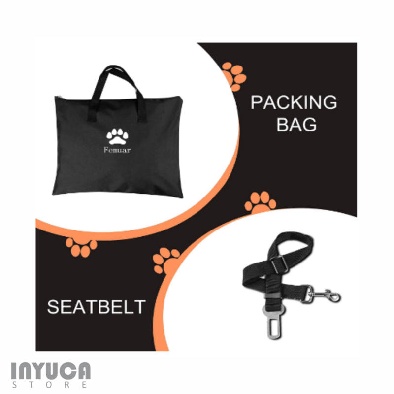 Waterproof Car Back Seat Cover Pet Dog with Storage Pockets Mesh Visual Window