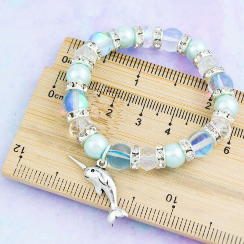 Narwhal Bracelet, Kid's Jewellery, Cute Ocean Charm Bracelet For Kids, Gift Box
