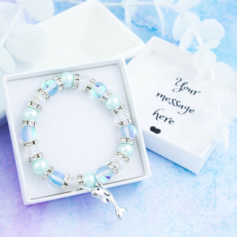 Narwhal Bracelet, Kid's Jewellery, Cute Ocean Charm Bracelet For Kids, Gift Box