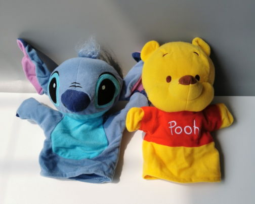 2021 New Disney Winnie Stitch Soft Plush Cosplay Hand Puppet Toys Dolls 8"/20cm