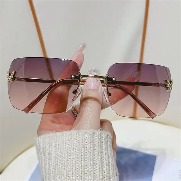 1Pc New Rhinestone Butterfly Sunglasses Y2K Women Retro Rimless Rectangle Sun Glasses Vintage Shades Travel Beach Eyewear