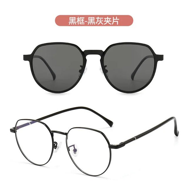 Cat Eye Women Glasses Frame Clip Brand Designer Vintage Spectacle Magnetic Optical Myopia Eyewear Driving Dual-purpose Glasses
