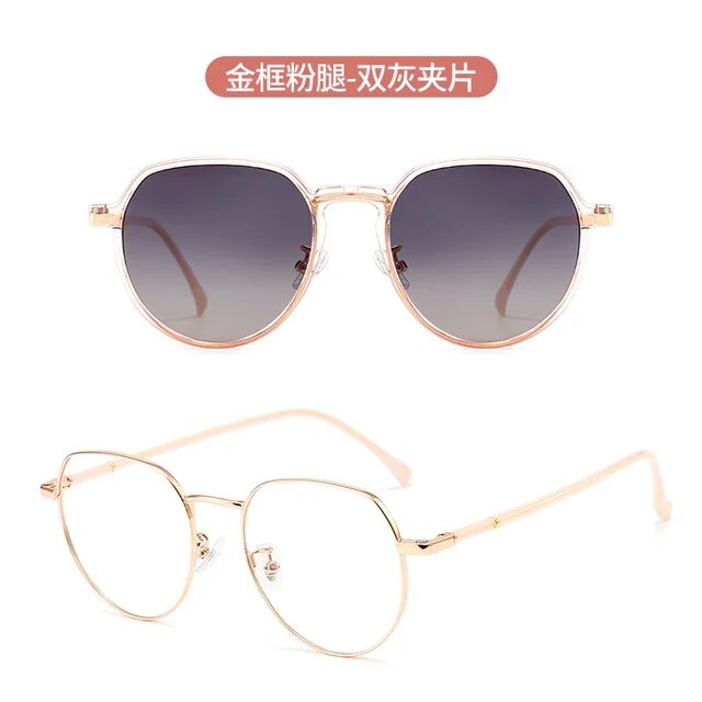 Cat Eye Women Glasses Frame Clip Brand Designer Vintage Spectacle Magnetic Optical Myopia Eyewear Driving Dual-purpose Glasses