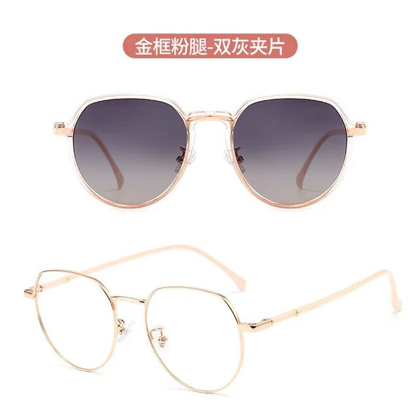 Cat Eye Women Glasses Frame Clip Brand Designer Vintage Spectacle Magnetic Optical Myopia Eyewear Driving Dual-purpose Glasses