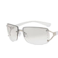 Wrap Around Y2K Sunglasses for Women Men Shield Flat Top Sunglasses Futuristic Frameless Gradient Lens Sun Glasses Eyewear