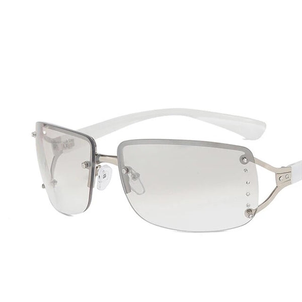 Wrap Around Y2K Sunglasses for Women Men Shield Flat Top Sunglasses Futuristic Frameless Gradient Lens Sun Glasses Eyewear