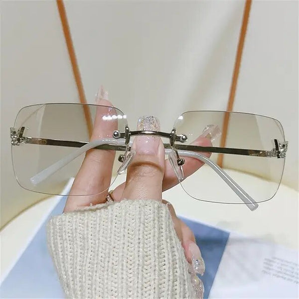 1Pc New Rhinestone Butterfly Sunglasses Y2K Women Retro Rimless Rectangle Sun Glasses Vintage Shades Travel Beach Eyewear