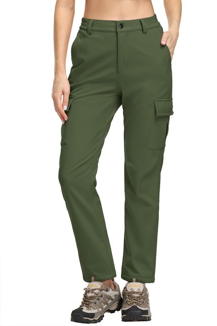 TACVASEN Winter Skiing Hiking Pants Womens Snowboard Cargo Pants Waterproof Windproof Multi Pockets Fleece Lined Camping Trouser| |