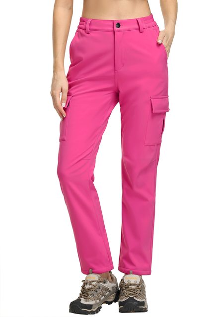 TACVASEN Winter Skiing Hiking Pants Womens Snowboard Cargo Pants Waterproof Windproof Multi Pockets Fleece Lined Camping Trouser| |