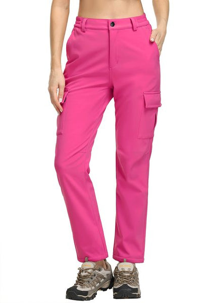 TACVASEN Winter Skiing Hiking Pants Womens Snowboard Cargo Pants Waterproof Windproof Multi Pockets Fleece Lined Camping Trouser| |