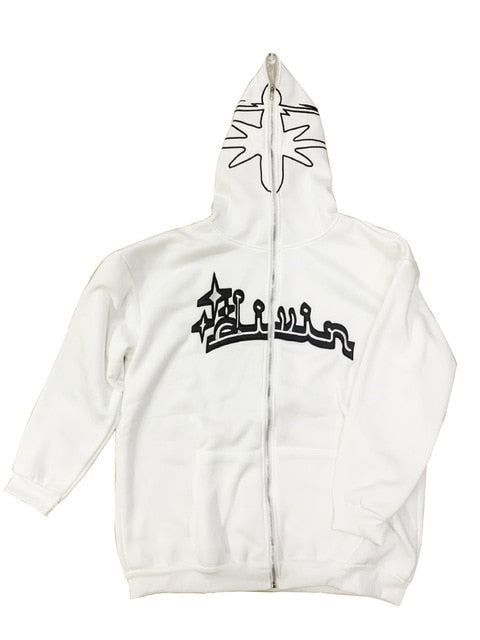 Y2k Embroidered Print Hoodies Men's Fashion Oversized Full Zip Up Hooded Sweatshirt Hip Hop Long Sleeve Jacket Coat Streetwear - Hoodies &amp; Sweatshirts