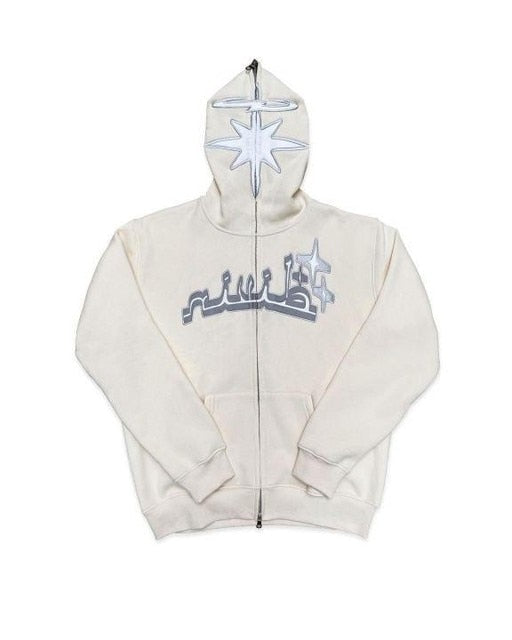Y2k Embroidered Print Hoodies Men's Fashion Oversized Full Zip Up Hooded Sweatshirt Hip Hop Long Sleeve Jacket Coat Streetwear - Hoodies &amp; Sweatshirts