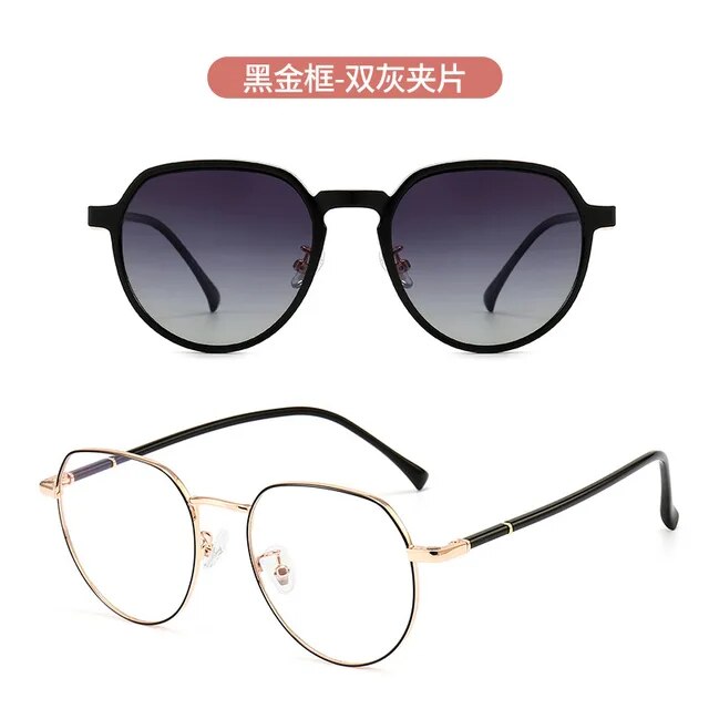 Cat Eye Women Glasses Frame Clip Brand Designer Vintage Spectacle Magnetic Optical Myopia Eyewear Driving Dual-purpose Glasses