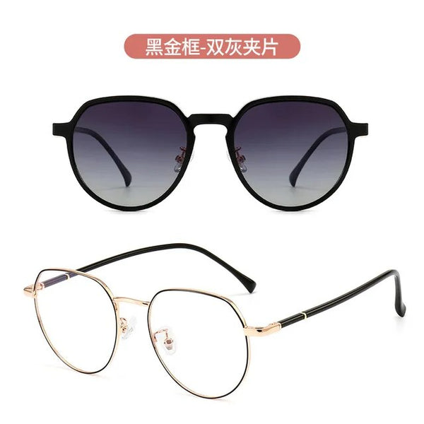 Cat Eye Women Glasses Frame Clip Brand Designer Vintage Spectacle Magnetic Optical Myopia Eyewear Driving Dual-purpose Glasses