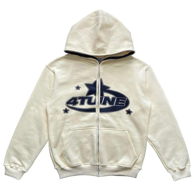 Y2k Embroidered Print Hoodies Men's Fashion Oversized Full Zip Up Hooded Sweatshirt Hip Hop Long Sleeve Jacket Coat Streetwear - Hoodies &amp; Sweatshirts