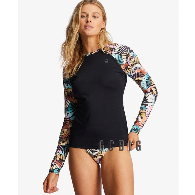 Girls Swimming RashGuard Surfing Diving Swimwear Tight Long Sleeve T Shirt Snorkeling Skins Top Protection Women Surf Rash Guard| |
