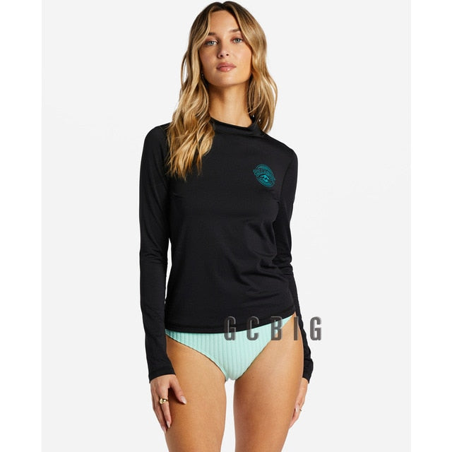 Girls Swimming RashGuard Surfing Diving Swimwear Tight Long Sleeve T Shirt Snorkeling Skins Top Protection Women Surf Rash Guard| |