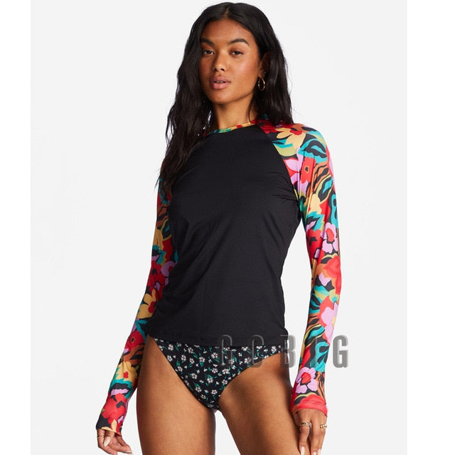 Girls Swimming RashGuard Surfing Diving Swimwear Tight Long Sleeve T Shirt Snorkeling Skins Top Protection Women Surf Rash Guard| |