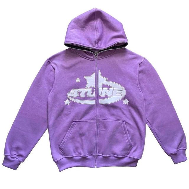Y2k Embroidered Print Hoodies Men's Fashion Oversized Full Zip Up Hooded Sweatshirt Hip Hop Long Sleeve Jacket Coat Streetwear - Hoodies &amp; Sweatshirts