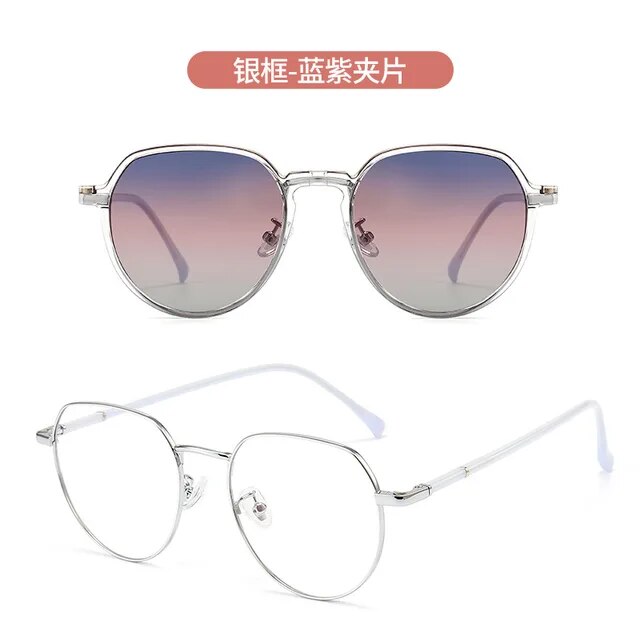 Cat Eye Women Glasses Frame Clip Brand Designer Vintage Spectacle Magnetic Optical Myopia Eyewear Driving Dual-purpose Glasses