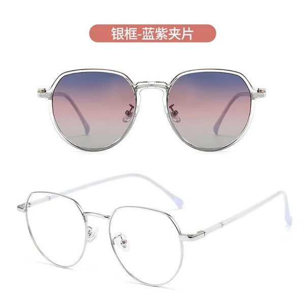 Cat Eye Women Glasses Frame Clip Brand Designer Vintage Spectacle Magnetic Optical Myopia Eyewear Driving Dual-purpose Glasses