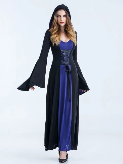 Woman's Dress Halloween Hooded Dress Game Clothing Autumn Winter Witch Costume Role Playing Costumes Long Sleeved Stage Attire