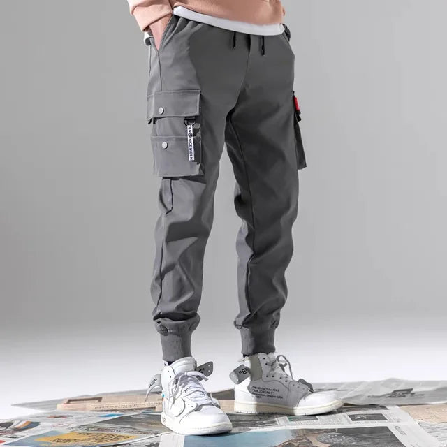 Men Harajuku Casual Cargo Pants Spring and Autumn Jogger Trousers Multi Pockets Male Slim-fit Streetwear Pant Fashion Streetwear