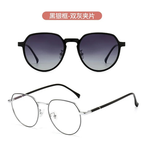 Cat Eye Women Glasses Frame Clip Brand Designer Vintage Spectacle Magnetic Optical Myopia Eyewear Driving Dual-purpose Glasses