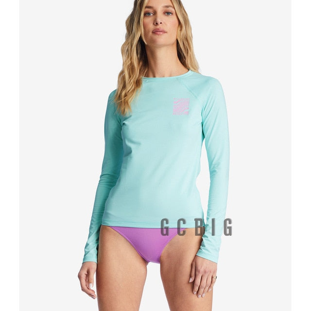 Girls Swimming RashGuard Surfing Diving Swimwear Tight Long Sleeve T Shirt Snorkeling Skins Top Protection Women Surf Rash Guard| |