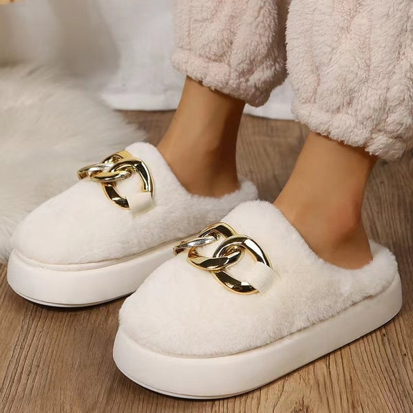 Fur Slippers Women's New Autumn Winter 2023 Large Size Fashion Thick Bottom Slides Home Slippers Zapatillas Mujer Casa| |