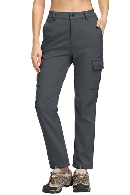 TACVASEN Winter Skiing Hiking Pants Womens Snowboard Cargo Pants Waterproof Windproof Multi-Pockets Fleece Lined Camping Trouser